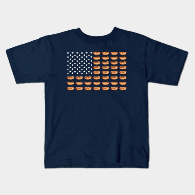 American Hotdog Flag Kids T-Shirt by Mystik Media LLC